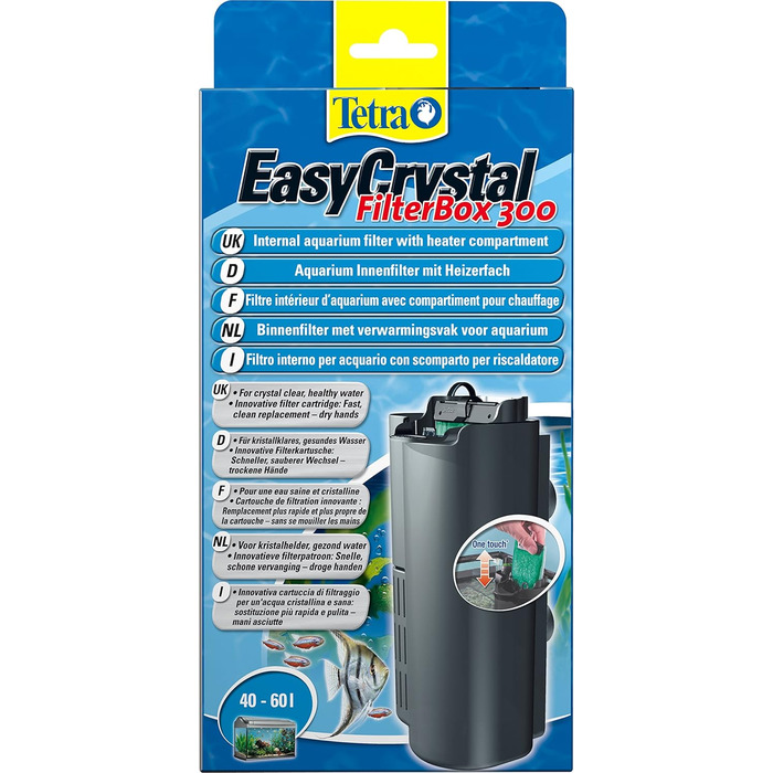 Tetra EasyCrystal фільтр для акваріума 300 з комплектом змінних фільтр-падів 250/300, 3 шт. – фільтр для кришталево чистої та здорової води, внутрішній фільтр з фільтруючим матеріалом