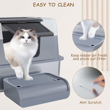 Котячий туалет з високими стінками Scirove XL з кришкою