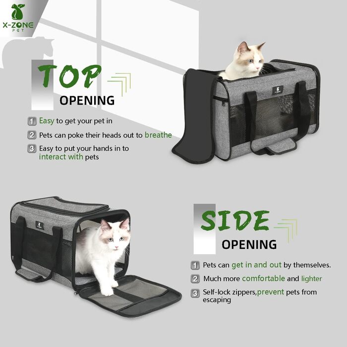 Трансформер для домашніх тварин X-ZONE: переноска для собак та котів, середнього та малого розміру, чорного кольору (44 x 28 x 28 см)
