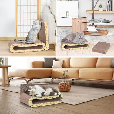 Кігтеточка для котів Nobleza Katze Kratzbrett 2 в 1 з котячою м'ятою, екологічна картонна поверхня, двостороння, 1 шт.