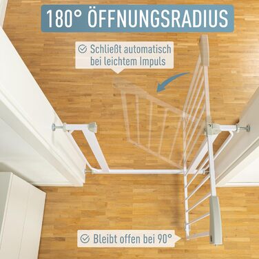 Захист для сходів для дітей Berrien, 58-185 см, сітка-бар'єр, захист від тварин, без свердління, білий, 68-76 см