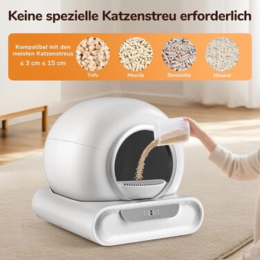 Автоматичний лоток для котів XXL 68л з самоочищенням, низький вхід, керування через додаток, датчик безпеки, для кількох котів