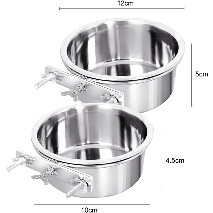 Набори годівниць для тварин Hniuyun: нержавіюча сталь, підвісні миски для собак, котів, птахів, кроликів, морських свинок (2 шт.)