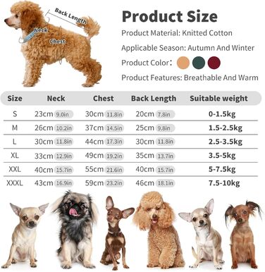 Теплий зимовий пуловер для собак та котів PETCUTE, зручний одяг для маленьких, середніх та великих собак, теплий зимовий одяг для тварин, подарунок для собаки або кота, червоний, розмір S