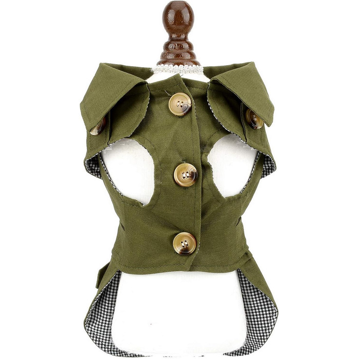 PAIDEFUL Західна куртка для маленьких собак, вітронепроникна, з поясом, для осені та зими, розмір S, хакі