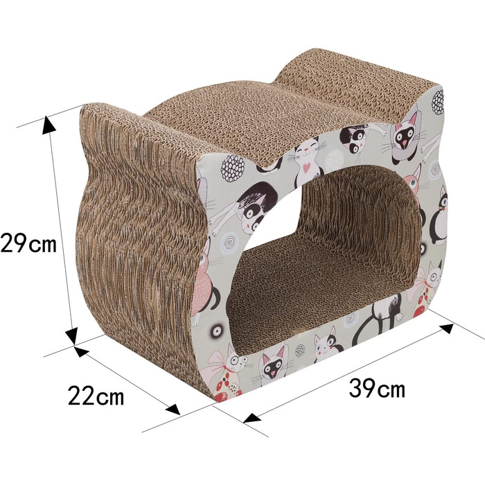 Кігтеточка для котів Nobleza з картону, дизайн голови кота, 2-в-1 (для дряпання та відпочинку), екологічна та міцна (39*29*22 см)