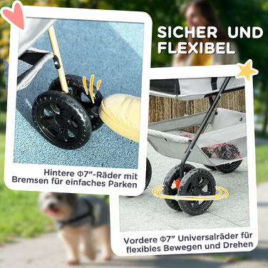 Складна коробка для собак PawHut 3 в 1 Dog Buggy Foldable Dog Box, складна транспортна сумка з підстаканником, Dog Buggy, Котяча коляска з колесами 360° Cat Buggy для міні собак до 4 кг, світло-сірий | Аосом