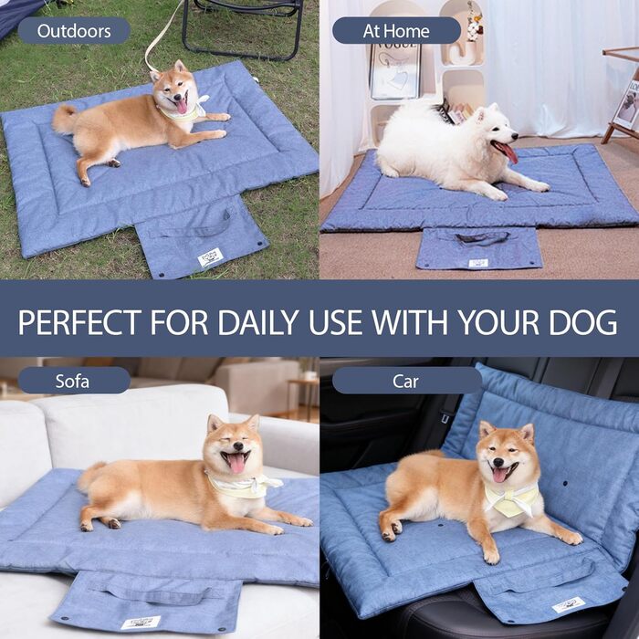 Килимок для собак у подорожі, 70 x 50 см: водовідштовхуючий, неслизький, для авто, багажника (синій, S)