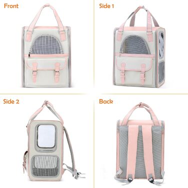 Рюкзак для тварин ALLSOPETS з сітчастим вікном: зручний та дихаючий для котів та собак, ідеальний для подорожей, прогулянок та хандерінгу. Рожевий колір.