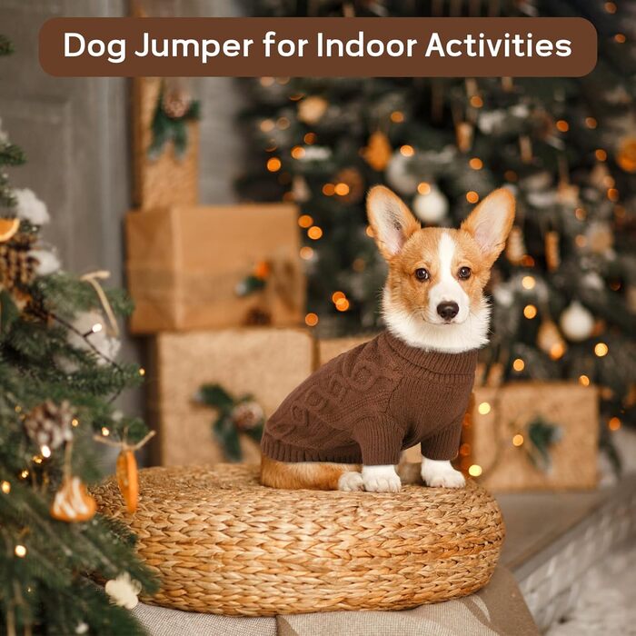 Пуловер для кота та собаки Hjumarayan, теплий, з отвором для повідка, розмір S (Kaffee)