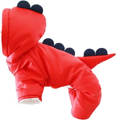 Теплий зимовий костюм для собак у вигляді динозавра (червоний, XS)