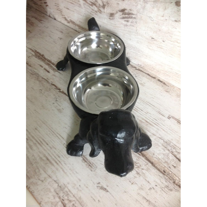 Миска для собак, чаша для корму, годівниця для собак з чавуну, подвійна миска