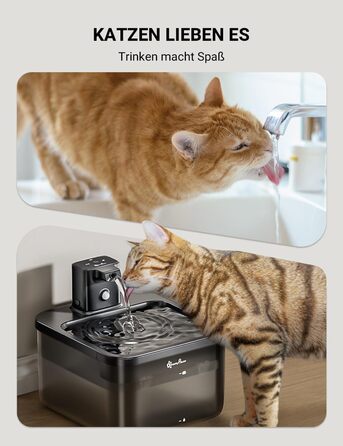 Автоматичний бездротовий фонтан для котів DownyPaws, 2.5 л, з датчиком руху, тиха робота, на акумуляторі, чорний ABS-пластик