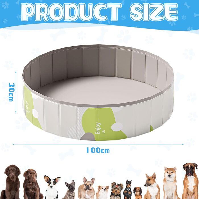 Дитячий басейн для собак та дітей, складаний, без надування, з товстого ПВХ, антиковзаюча поверхня, для балкону, басейну, кошенят, цуценят, великих собак (A1-100*30)