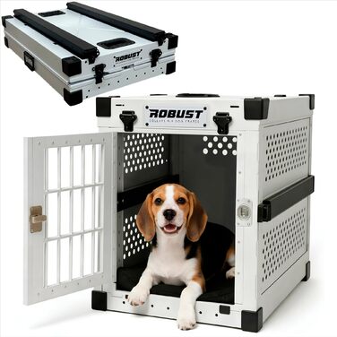 Міцна переносна переноска для собак, складана, для всіх порід – легка алюмінієва переноска з посиленими кутами | Сумка-переноска для собак, для дому, автомобіля, подорожей та авіаперельотів (Білий, L)