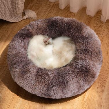 М'яке ліжко-подушка у вигляді пончика для собак та котів. Зручне, антиковзне, миється. Розмір S (40 см), колір коричневий