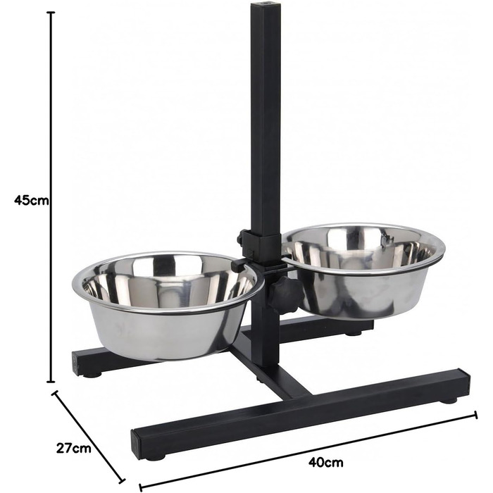 Набір мисок для собак 2 шт. по 1800 мл з нержавіючої сталі, підставка, A040