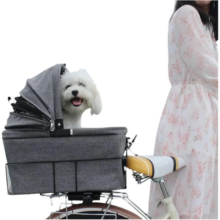 Фahrradkorb für Hunde Klappbarer Kleiner Haustier-Katzenträger-Hundekorb-Fahrrad Mit Abnehmbarem Rücksitz Für Fahrrad-Hinterradkorb Groß Bike Pet Carrier 01