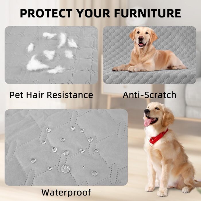 Водонепроникний килимок для собак та котів 170x200 см, сірий - захист ліжка та дивану