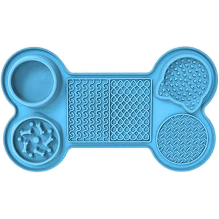 Килимок для годування кошенят та цуценят з 5 присосками, здорове харчування, різні дизайни (блакитний)