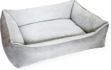М'яке ліжко для собак Teo 120x100 см, сіре - знімний чохол, кошик для собак середніх порід