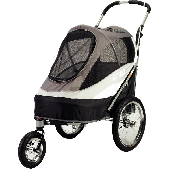 Innopet Sporty: Причіп для собак Innopet Sporty Deluxe (30 кг) - 2-в-1: бугель та причіп для велосипеда, з дощем. Чорний/Срібний