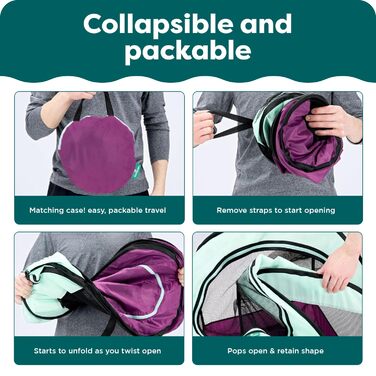 Переносний вольєр для собак та котів Furhaven, складаний ігровий майданчик/вольєр для дому та вулиці з блискавкою, зелений та рожевий, XL зелений/рожевий (Sailor Blue, Extra Large)