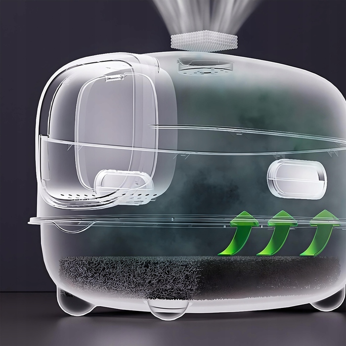 Закритий лоток для котів Globani, сірий, з підсвіткою та висувною шухлядою, 39x35x37 см