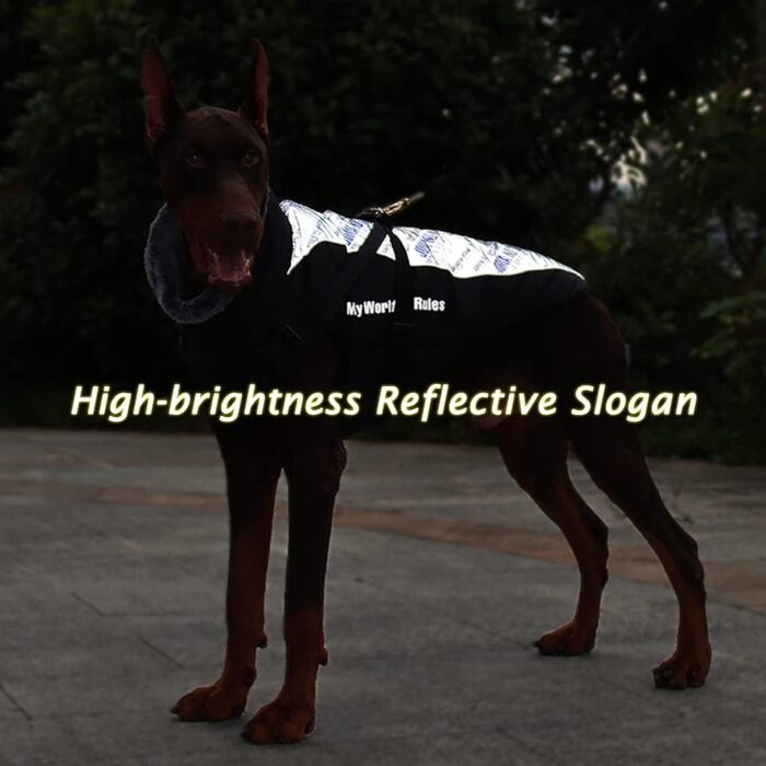 Зимовий теплий куртка для собак FeimaX, водонепроникний, з плюшем, для малих, середніх та великих собак XL (обхват грудей: 57 см, довжина спини: 42 см), темно-синій