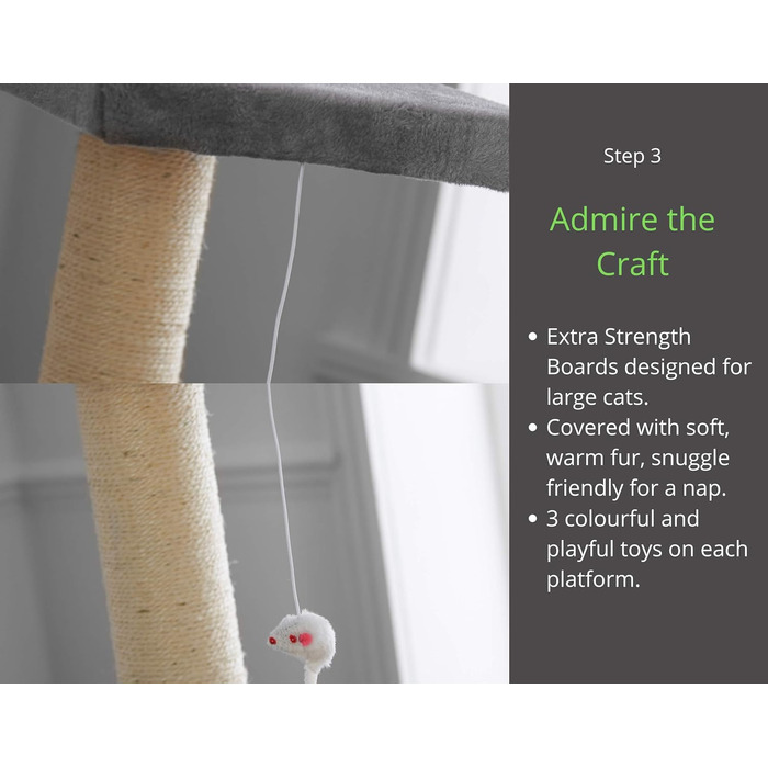 Котячий комплекс Kratzbaum Deckenhoch XL: сірий, 215-280 см, регульована висота, котячий будиночок, кігтетопка, ігровий комплекс