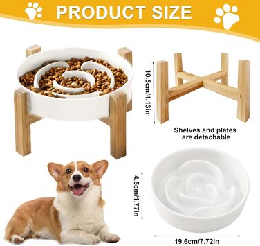 Антисліп миска для собак, кераміка, з підставкою, slow feeder, для середніх та великих собак, 19.5 см