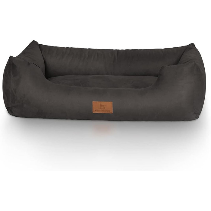 Кнуффельвуфф Dreamline: ліжко для собак з велюру, чорне, M-L, 85 x 63 см - знімний чохол, легко мити, для великих, середніх та маленьких собак