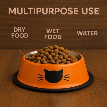 Набори мисок для котів PawPourri: неслизькі, з нержавіючої сталі, 2 шт. (230 мл)