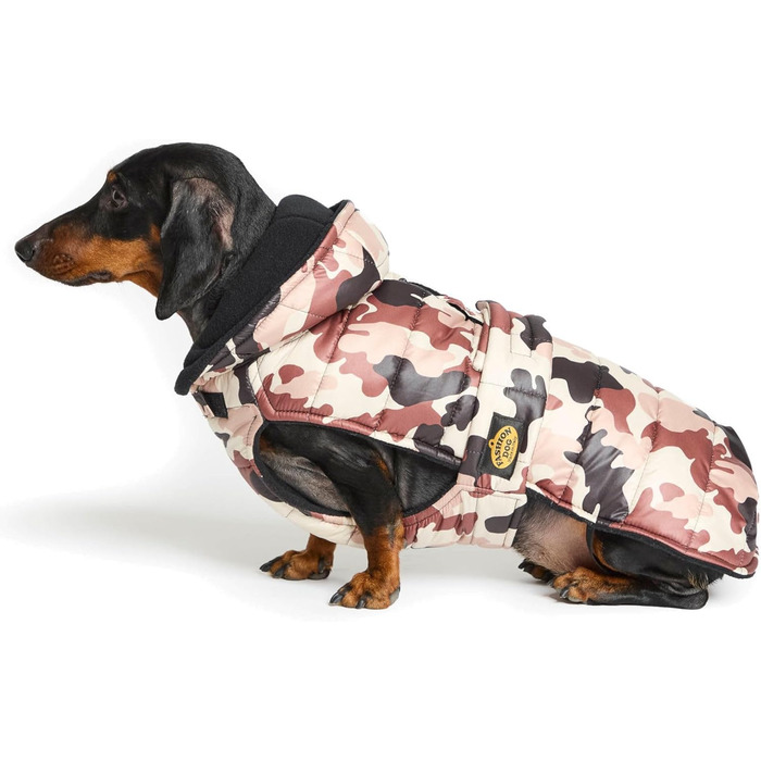 Стеганий теплий халат для такси для дрібних собак з капюшоном, камуфляж, 47 см