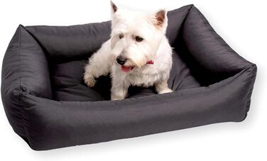 Водонепроникне собаче ліжко 4L Textil Koko для великих собак, корзина, знімний та пральний чохол, подушка, графіт (80x60 см, сірий)