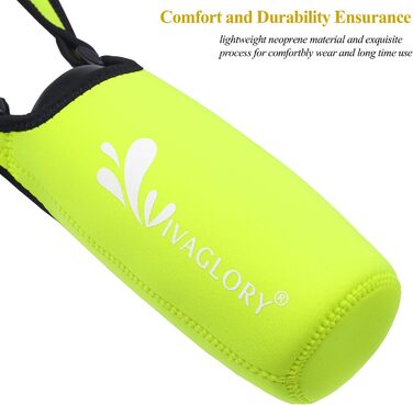 Фляга для води для собак VIVAGLORY з тримачем та плечовим ремінцем, 750 мл, неон-жовтий