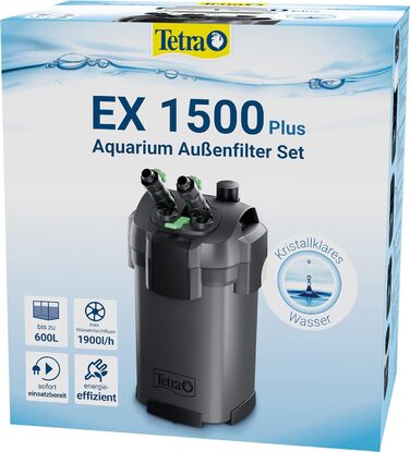Зовнішній фільтр для акваріума Tetra EX 1500 Plus, до 600 л, потужний очищувач води, для кришталево чистої води в акваріумі, для прісноводних і морських акваріумів, внутрішній простір