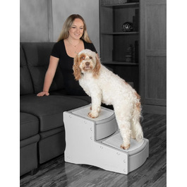 Сходи для тварин Pet Gear Easy Step II, 2 сходинки, широка, для собак і котів до 90 кг, знімний і миючий килимок, легка збірка, колір туман