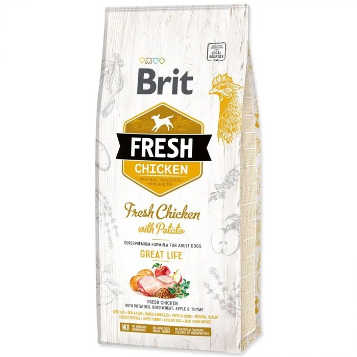 Сухий корм Brit Fresh Курятина та Картопля для дорослих собак Great Life, 12 кг