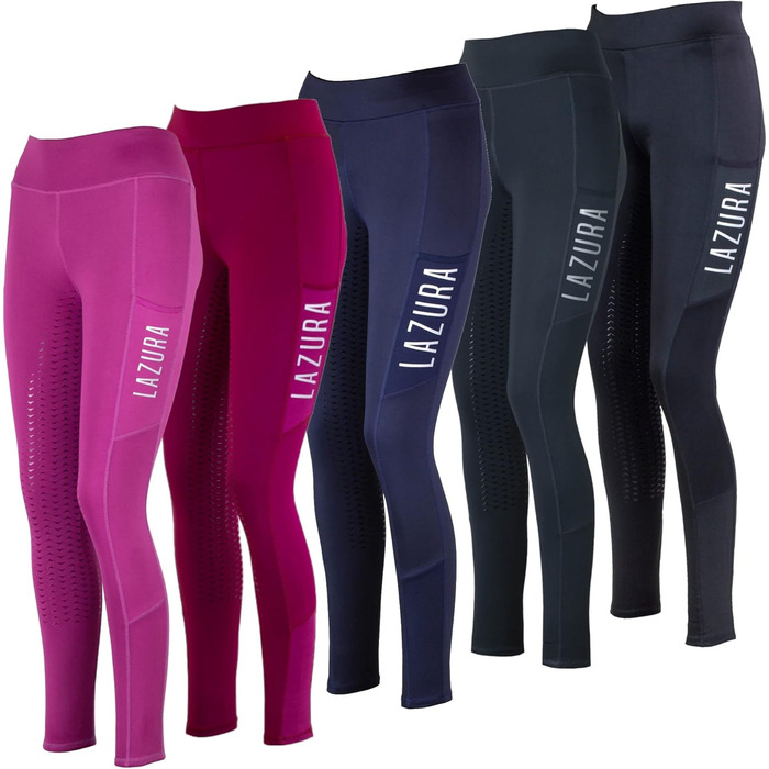 Лазура - Рідлегінги для жінок та дівчаток Emilia | Повний силіконовий покрив | Рідлегінги з 2 бічними кишенями для телефону | Рідлегінги в п'яти кольорах | Розміри 116-176 та 34-46, колір: Cranberry