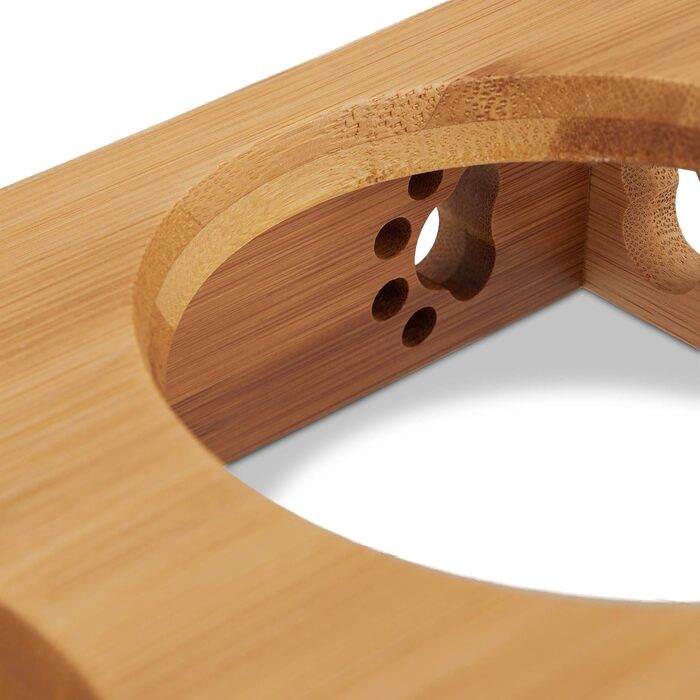 Набір мисок для котів та собак Relaxdays 3 шт. з бамбука та кераміки, для води та корму, миюча посудомийна машина