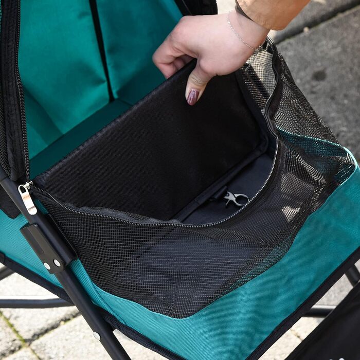 Візок для собак PawHut, зелений, складаний, з поворотними колесами та гальмом EVA, 65x42x94 см