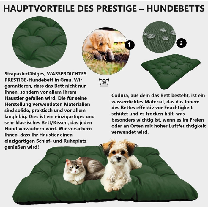 Килимок для собак King Dog: водовідштовхувальний, 80x60 см, 10 см, зелений, M