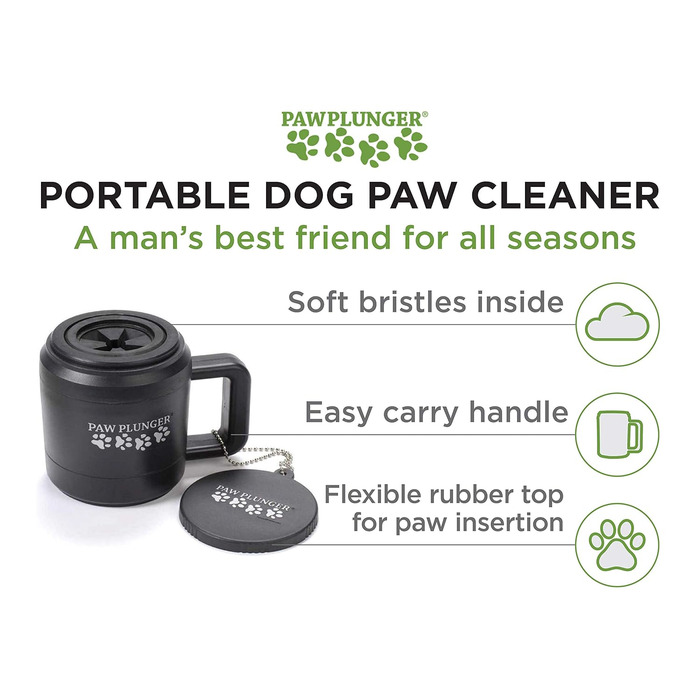 PawPlunger PAW170 - мийка для лап собак, чорний колір, середній розмір