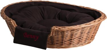 Корзина для собак та котів з плетеної лози з подушкою, 60x43x16 см