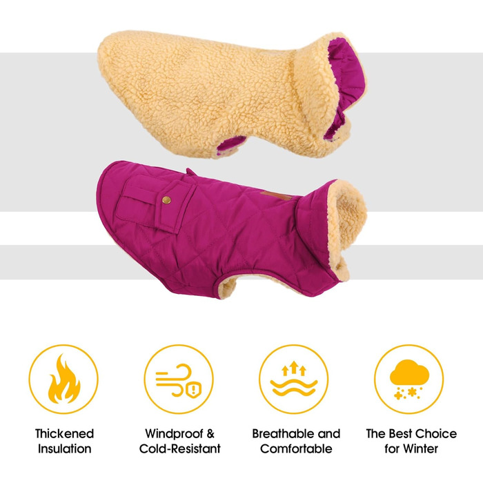 Зимовий теплий одяг для собак Citétoile - куртка з флісу для собак, з отвором для шлейки (L, фіолетовий)