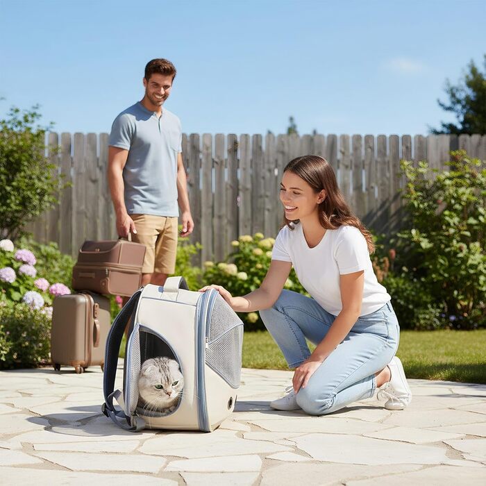 Транспортна сумка для собак Tyinerc | Сумка з регульованими ременями – для подорожей, прогулянок в авто, цуценят, кошенят (блакитна)