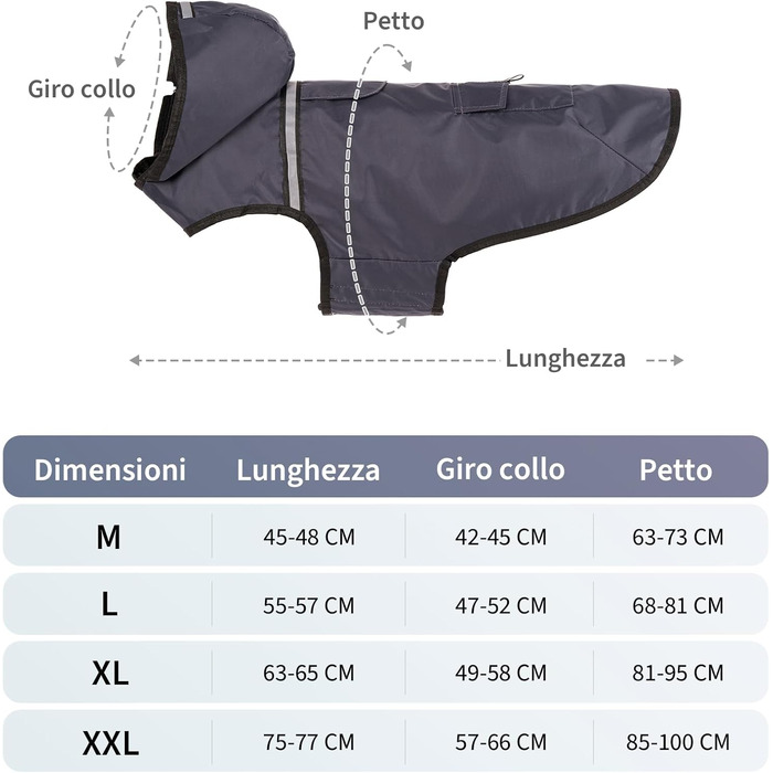 Водонепроникна куртка для собак KoKoBin з капюшоном, світловідбиваюча, легка та дихаюча (L, сірий)