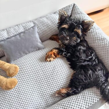 Квіткове ліжко для котів та собак 4L Textil Teo: м'яке, зручне, миється, 60x40 см, сірий колір