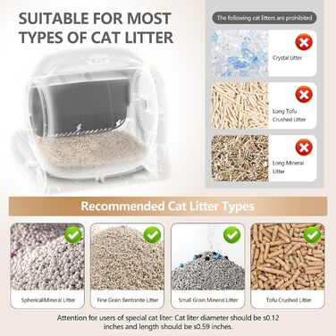 Автоматичний лоток для котів OGNGINT з самоочищенням, захистом від запаху та керуванням через додаток, XXL, для кількох котів